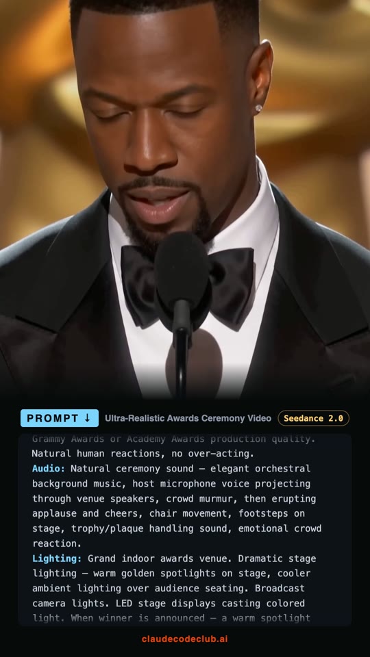 Ultra-Realistic Awards Ceremony Win, made with Seedance 2.0