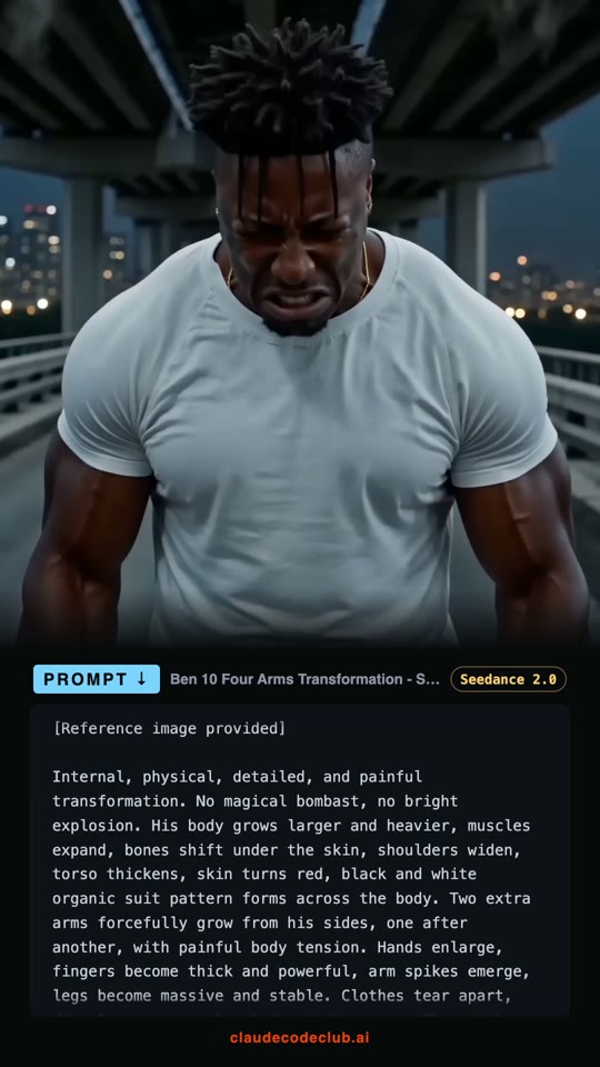 Four Arms Transformation, made with Seedance 2.0