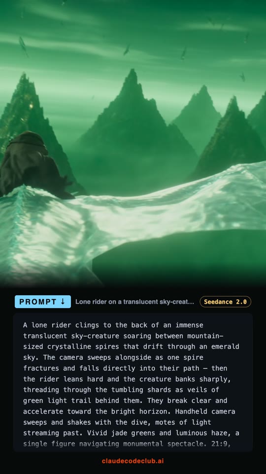 Lone Rider on a Jade Sky Creature, made with Seedance 2.0