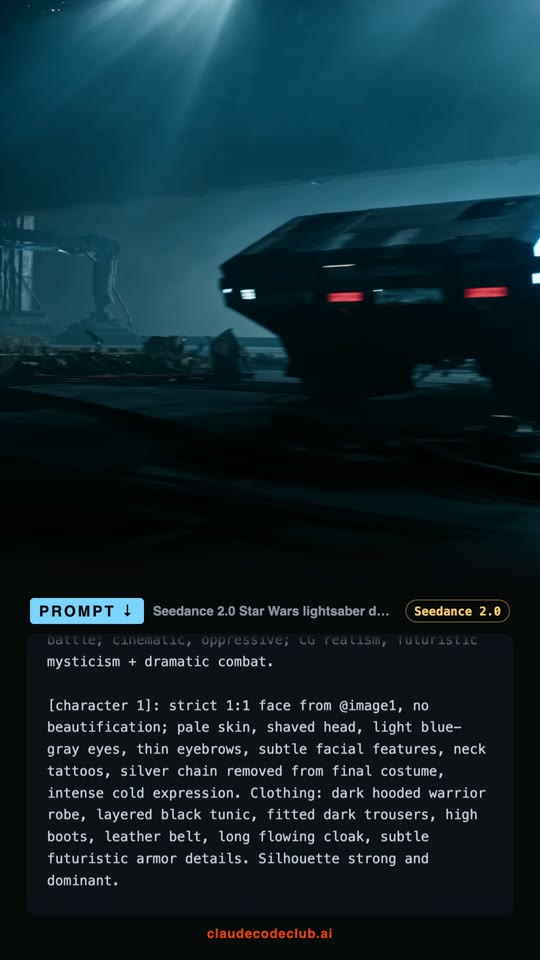 Lightsaber Duel in a Hangar, made with Seedance 2.0