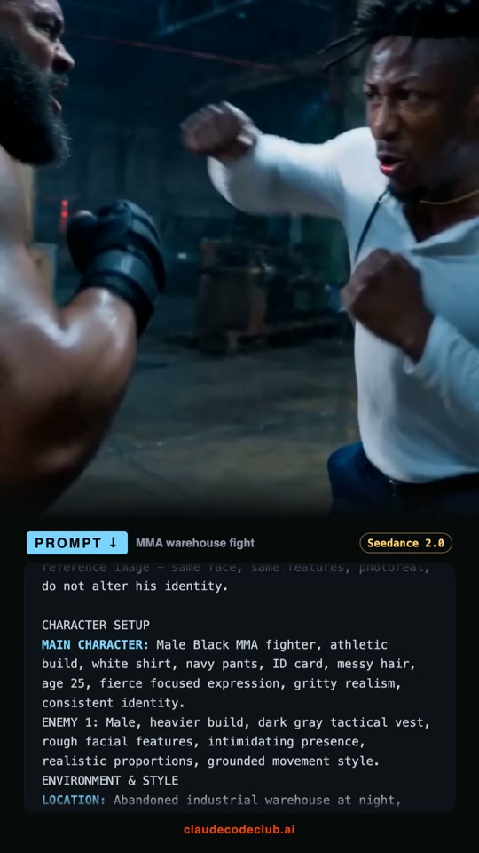 MMA Warehouse Fight Starring Your Face, made with Seedance 2.0