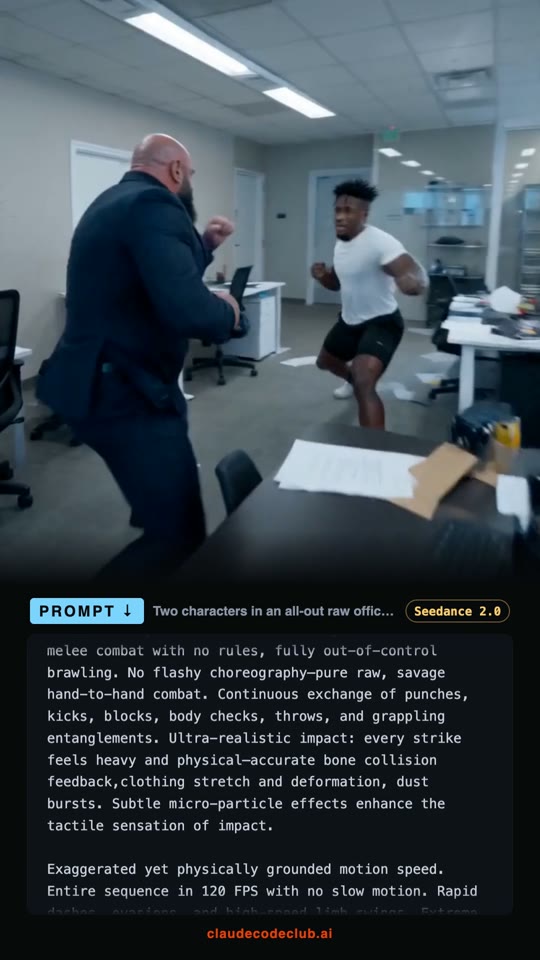 Raw Office Brawl Short Film, made with Seedance 2.0