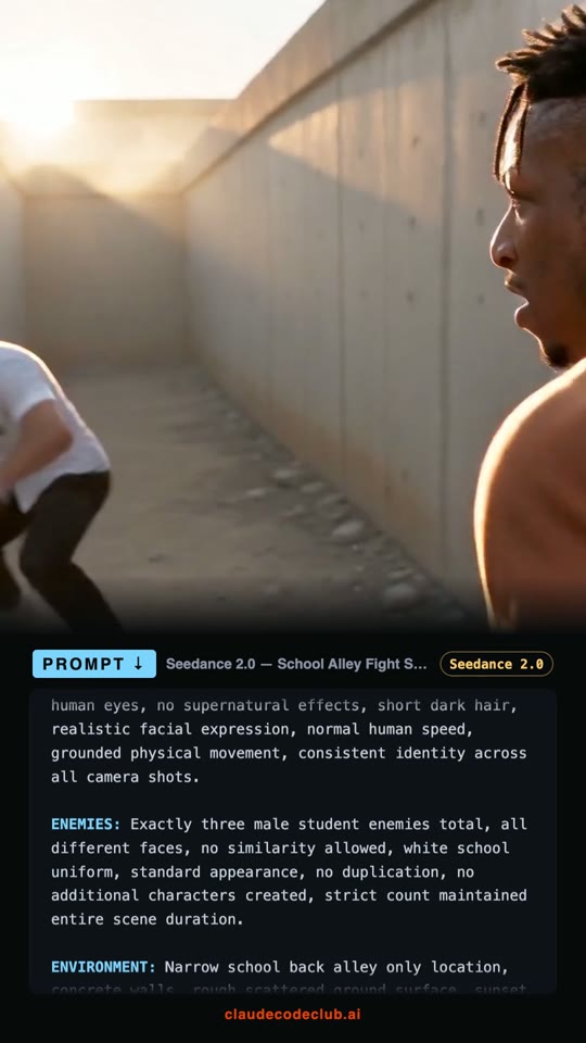 School Alley Fight Scene, made with Seedance 2.0