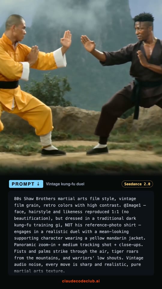 80s Shaw Brothers Kung Fu Duel, made with Seedance 2.0