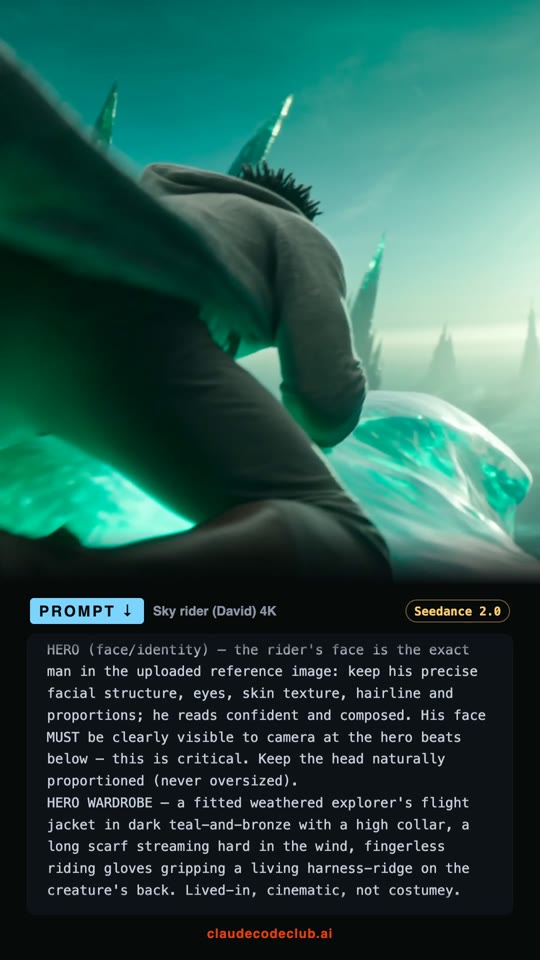 Sky Rider, One Continuous Shot, made with Seedance 2.0