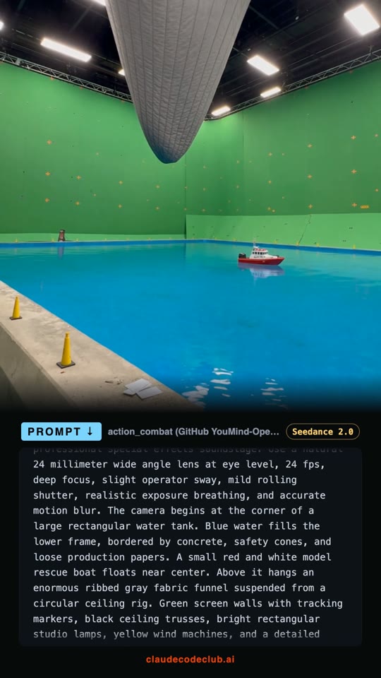 Soundstage Tornado Over a Water Tank, made with Seedance 2.0