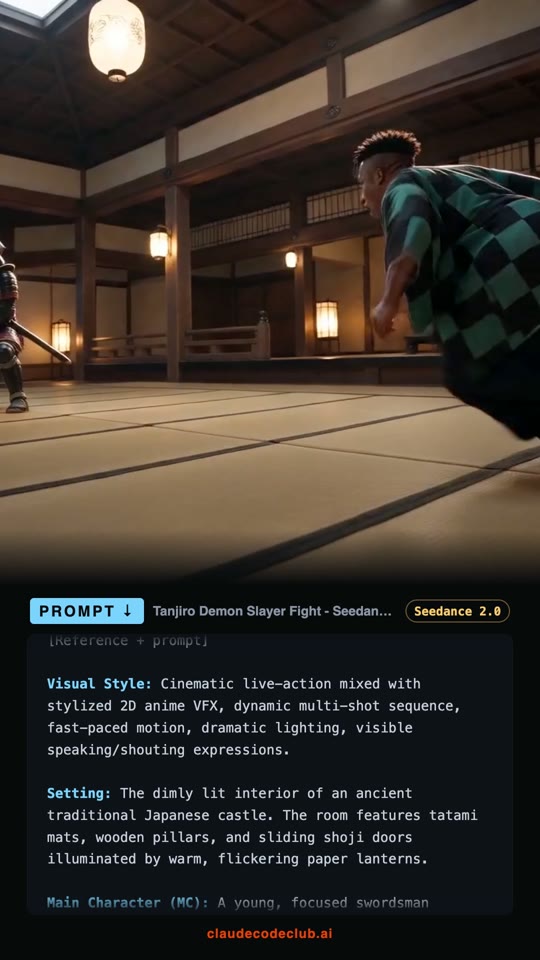Demon Slayer Anime Fight, made with Seedance 2.0