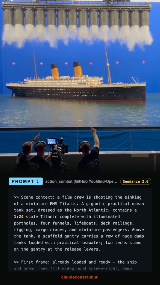Titanic Miniature Sinking, Behind the Scenes, made with Seedance 2.0