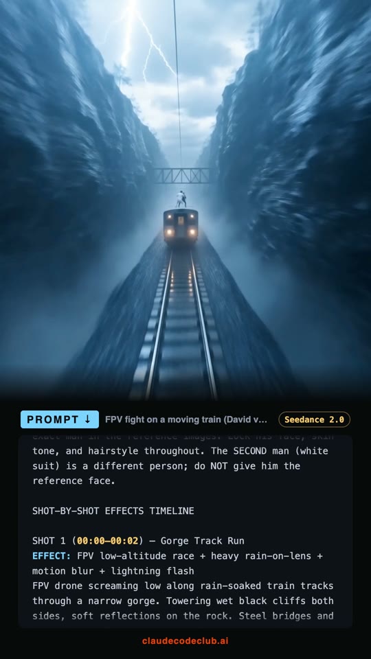 FPV Fight on a Moving Train, made with Seedance 2.0